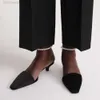 Toteme Designer 2023 New Cat Summer Sandals Fashion Silk Shoes Heelシングルシューズワンラインパールベルトスリムヒールサンダル女性女性セクシーなスリッパバックルYJH1