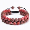 Diffuseur d'huile Bracelet en pierre de lave Double tissé pierre impériale Double couche rangée Bracelets réglables Bracelet manchette femmes hommes bijoux