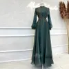 Organza Appliques Long Sleeve Hijab Muslim Evening Dresses Arabic Dubai Women Prom Formal Party Gowns Robe De Soiree 326 326