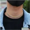 Glacé Miami Cubain Lien Chaîne Sier Hommes Chaînes En Or Collier Bracelet Mode Hip Hop Bijoux 9 Mm Livraison Directe Dhk6J