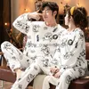 Femmes sommeil salon automne hiver pyjama ensembles pyjama dessin animé mignon vêtements de maison hommes Pijama vêtements flanelle vêtements de nuit dinosaure Couple 211116L230913