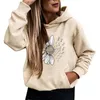 Kvinnors hoodies Womens Casual Graphic Long Sleeve Solid Topps Lätt Pullover Loose Pocket Sweatshirt Sunflower Farterfly Print Top