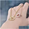 Klassiska kärlekshalsband Dubbelhjärta formringar hänge diamant clavicle kedja mode damer vridmoment par gåva smycken tillbehör ingen droppe