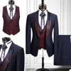 2020 New Mens Suits 3 Pcs Printed Wedding Tuxedos Slim Fit Designer Groom Groomsmen Suit Mens Formal Wear245K