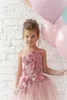 Sukienki dla dziewczynek uroczy kwiat na ślub spaghetti koronkowe kwiatowe aplikacje Wzmocne spódnice dziewczyny