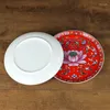 Plates Chinese Ceramic Enamel Color Offering Plate Lotus Flower Buddha Fruit Feng Shui