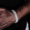 Hip-hop europeo y americano cubano de 14 mm con joyería de pulsera para hombre Micro Mosan Diamond S Sier