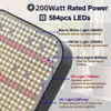 QKWIN Ephydro Dimmable 200W LED Grow Light Light Full Spectrum Daisy Chain Design com fãs Dropshipp