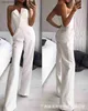 Womens Jumpsuits Rompers Femmes Combinaisons Barboteuses Combinaisons pour Femmes Combinaisons Sexy Sans Bretelles Mince Bureau Dame Élégant Chic Sans Manches Noir Blanc Rouge Casual Rom