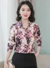 Damesblouses Zijden blouse Damesmode Satijn Vintage overhemd met lange mouwen Elegante kledingoverhemden voor OL-bedrukking Tops