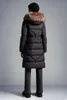 2023 Autumn Winter Women's White Duck Down Parkas Zipper Jackets Hooded Fur Striped Woman's Slim Long Coats MK23024