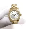 Real Po con scatola Orologi da donna Donna 26mm Oro giallo 18kt Quadrante argento Bracciale con castone con diamanti Asia Meccanico Lady Automatico W267F