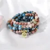 Strand 108 contas mala wrap pulseira para mulher apatita pedra natural e lótus colar budista jóias pulseiras pulseras mujer