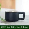 Çay Bardakları 50ml Siyah Pottery Örnek Teapup Saplamalı Heat Hasta Seramik Seti Küçük Master Cup Tek Kahve