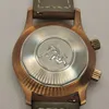 Armbanduhren Zinn Bronze Automatische mechanische leuchtende Herrenuhr mit Retro-Farbwechselwerk ETA2824 Stabile und langlebige Rindslederstra