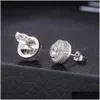 Mens Hip Hop Earrings Jewelry Gold Sier Iced Out Cz Stone Stud Drop Delivery Dhezo