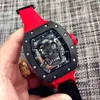 Milles Watch Richardmile Watches Business Leisure Ceramic Skeleton Rectangle Hollow Dominant Mens Fully Automatic Mechanical Tape Glow Tide frj