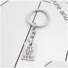 Key Rings Sier Plated Creative Carved My Dad Hero Letters Pendant Keychain Car Keychains Fathers Day Gift Drop Delivery Jewelry Dhatg