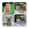 USA CA Warehouse RTS Stock 16oz Popular Shape Sublimation Beer Jar Glass Can Cup Clear Scrub Soda with Bamboo Cap + Straw