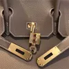 Handtasche Platinum Designer Vollgenähte Wachsfadentasche Togo Kalbsleder Litschi-Druck Bk25 Elefantengrau Ln6w