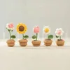 Dekorativa blommor 594C Handwoven Bouquet Potted Sunflower Rose Tulip Handicraft