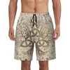 Men's Shorts Tree Of Life With Triquetra And Futhark Pastel Gold Swim Trunks Beachwear Beach Board Viking Norse Yggdrasil Boardshorts