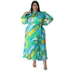 Robes grande taille WSFEC L-4XL 2023 automne femmes vêtements mode impression à manches longues plissé manque ample décontracté robe élégante