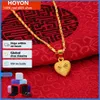 Chokers HOYON Coating Pure Dubai 24k Lovers Necklace For Women Wedding Gift Gold Chain Designer Heart Pendant Jewelry Ship 23293T