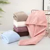 Serviette 1 pièces tissu gaufré blanc après la douche, enveloppement de séchage des cheveux, chapeau à séchage rapide, Turban, outil de bain