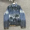 Herrenjacken Vintage Herrenjacke Herren Coconut Tree Denim Rendered Print Farbverlaufsmantel Cordjacke Baseball Casual Loose Popular Sweater x0913 x0913