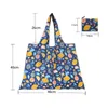 Reusable Grocery Bags Foldable Shopping Bags Large Cute Groceries Bags Machine Washable Nylon Compact Storage Pouch with Elastic Band