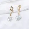 Orecchini pendenti Arrivo Micro diamante Stella a cinque punte Perla d'acqua dolce Gioielli di moda Accessori insoliti