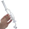 GB007 Hookah Glass Bong Bubbler Pipe Double Recycler Perc 14mm Quartz Ceramic Nail About 10.5 Inches Dab Rig Smoking Pipes