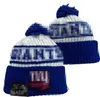 2023 New York Beanie NYG Бейсбольная команда Северной Америки с боковой нашивкой Зимняя шерстяная спортивная вязаная шапка Шапки с черепом Шапочки A2