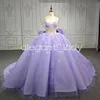 Lilla Lavanda Principessa Abiti stile Quinceanera Farfalla di lusso Treno Grande fiocco sul retro Corsetto disossato prom bestidos para 15 anos