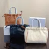 Cabas Tote Çanta Lüks Tasarımcı Pürüzsüz Deri Drawstring Kadınlar Çanta Triomphe Cabas 16 Çanta Klasik Tuval Baskı Omuz Çantaları Crossbody Mini Totes Çanta