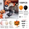 Другие товары для вечеринок 156 шт.. Хэллоуинские воздушные шары, комплект гирлянд, воздушный шар из фольги с тыквой, двойные набивные воздушные шары, арочный комплект, 3D декор страшной летучей мыши, украшения Globos 230912