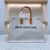 Rive Gauche Womens Trend Luxurys Designer Tote Barge Bag Bag Embroidery 3D Hand Handbag Top Linen Shopping Beach Facs Travel Crossbody Counter Conder Sextile