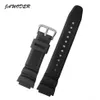 JAWODER Watchband 25mm Black Silicone Rubber Watch Band Strap for Casio AE-1000w AQ-S810W SGW-400H SGW-300H Sports Watch Strap262o