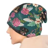 Bérets Rottweiler Floral Dog Élégant Stretch Knit Slouchy Beanie Cap Multifonction Skull Hat pour hommes femmes