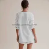 Women's Sleep Lounge Vêtements de nuit pour femmes Poche d'été Costumes de maison en coton blanc avec short Femme Pijama Manches longues Ensemble Femme 2 pièces Col en V Femmes PyjamasL230913