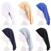 Berets Selling Elastic Bands Solid Color Hair Care Caps African Women's Long Sleeping Night Hats Mens Braids Baggy Tube Bonnets