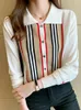 Pulls pour femmes Femmes Boutons tricotés Pull simple boutonnage rayé en tricots Cardigan Top Blouse à manches longues