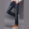 Dżinsy męskie 2023 Wiosna jesień vintage niebieski stały kolor Elastic Classic Men Slim Fashion Denim Spodni Mężczyzna 28-40