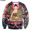 T-shirt maschile Jumeast Y2K uomini donne 3d Spaccatura stampata Buddhismo hip hop buddha buddha shakyamuni maglietta a maniche lunghe