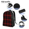 Mochila preto e vermelho tartan xadrez padrão escocês 15 polegadas laptop casual viagem escolar