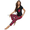 Women's Sleep Lounge Women's Sleepwear Night Suits For Women Pyjamas Set Cotton Ladies Pyjamas Pijamas Tvådelar Hemkläder bär nattkläder230913