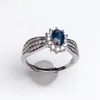 Bagues de cluster Classic 925 Silver Sapphire Bague de fiançailles pour femme 4mm 6mm Bijoux sterling naturels