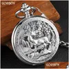 Pocket Watches 2021 Goudklok Bloem Deer Snijontwerp Mechanisch horloge FOB Taille Ketting Skelet Hollow Steampunk Men Drop levering Dhyr9