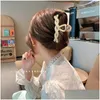 Geizige Krempe Hüte Kopfbedeckung Set Frauen Mode Klaue Clip Kaffee Schwarz Acryl Große Haare Koreanisch Für Mädchen Haarspange Zubehör 230313 Drop Dhhze